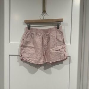 Women's Pink Linen Shorts